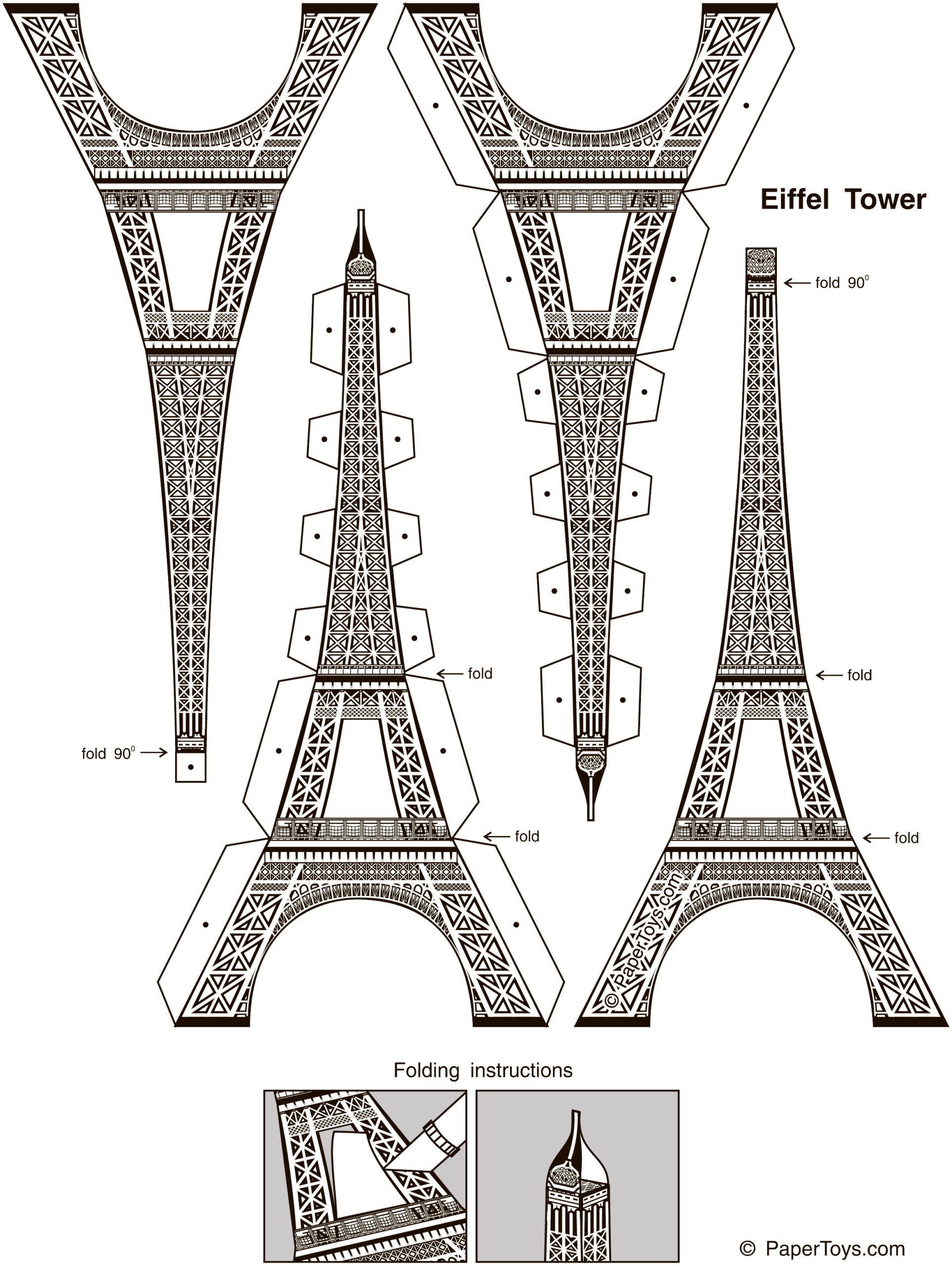Eiffel Tower Paper Model - Free Printable Paper Template with Free Printable Eiffel Tower Template