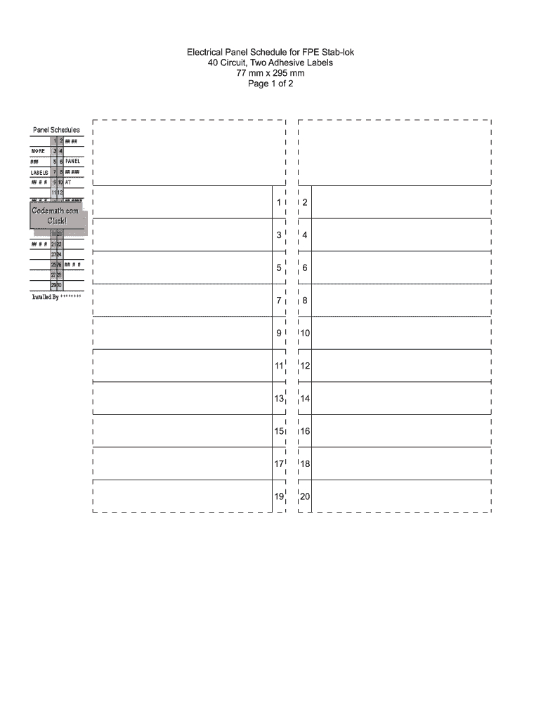 Electrical Panel Labels Template - Fill Online, Printable with Free Printable Electrical Box Template