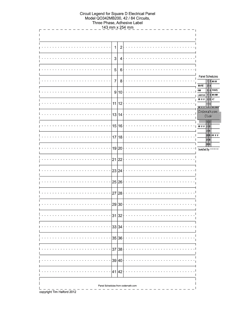 Electrical Panel Labels Template - Fill Online, Printable within Free Printable Electrical Box Template