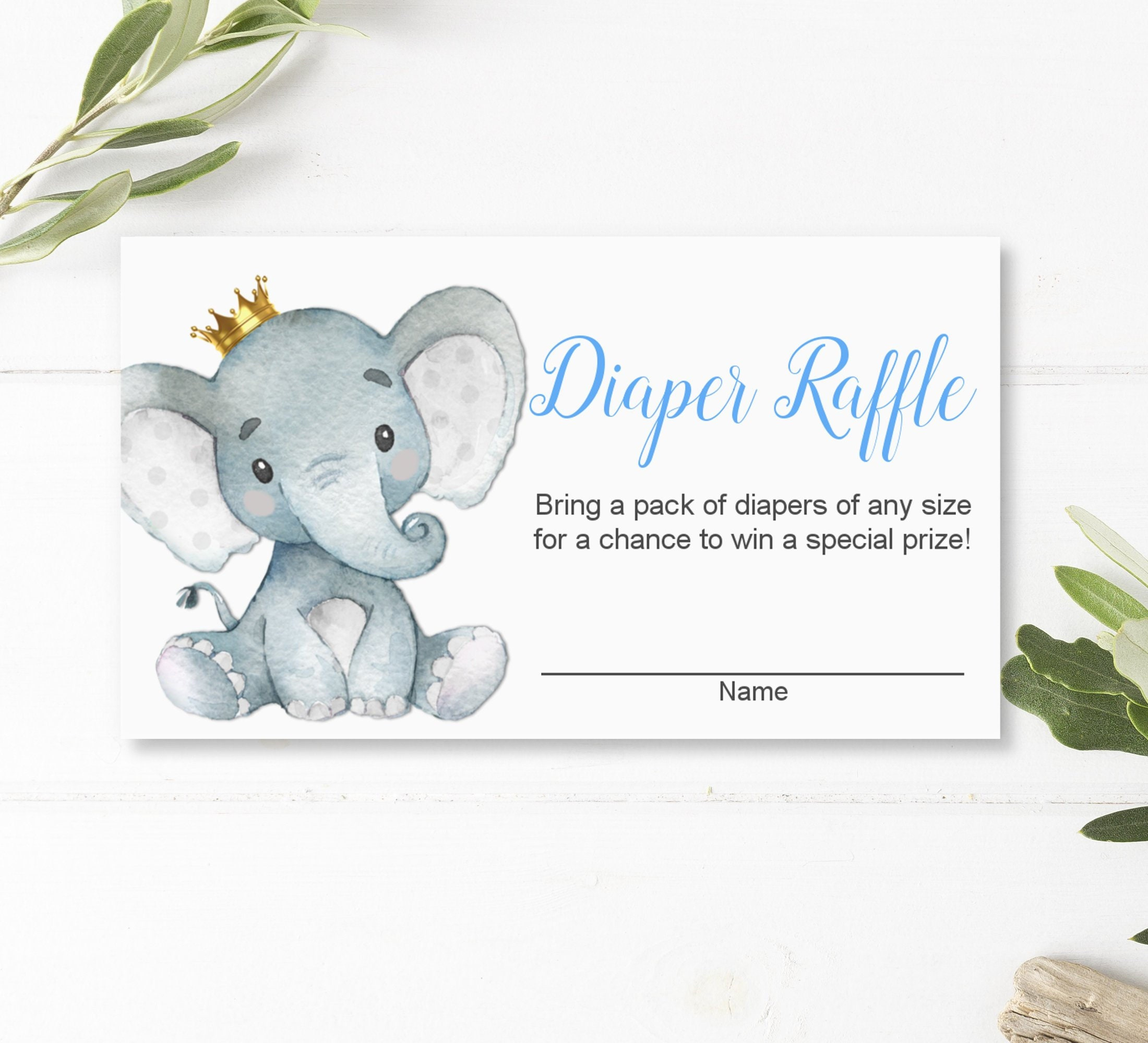 Elephant Baby Shower Diaper Raffle Tickets Printable Boy Elephant within Free Printable Elephant Diaper Raffle Ticket Template