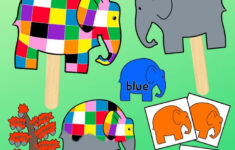 Elmer The Elephant Circle Time Printables with Free Printable Elmer Template Printable