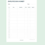 Employee Sign In Sheet Template In Pdf, Word, Pages, Google Docs With Regard To Free Printable Employee Sign In Sheet Template