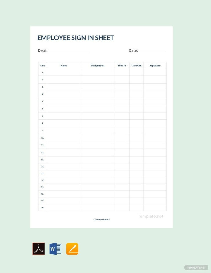 Free Printable Employee Sign in Sheet Template