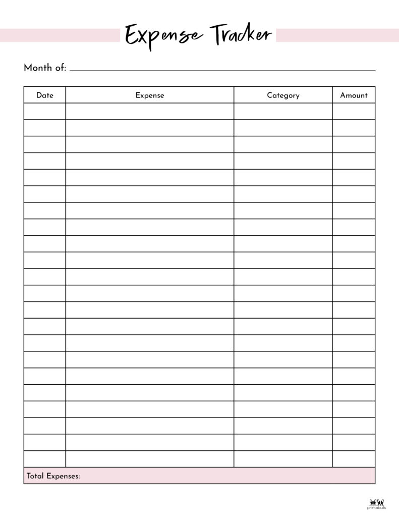 Expense Tracker Printables - 20 Free Options | Printabulls regarding Free Printable Expense Sheet Template