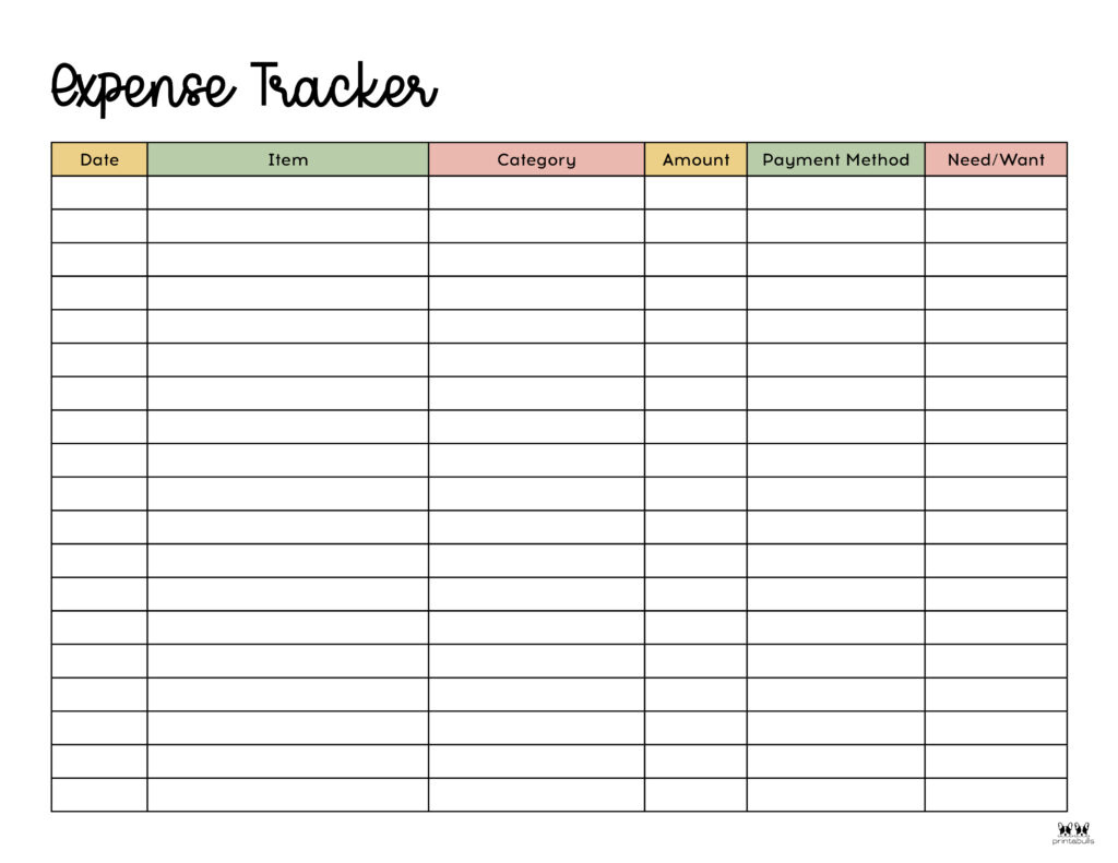 Expense Tracker Printables - 20 Free Options | Printabulls with Free Printable Expense Tracker Template