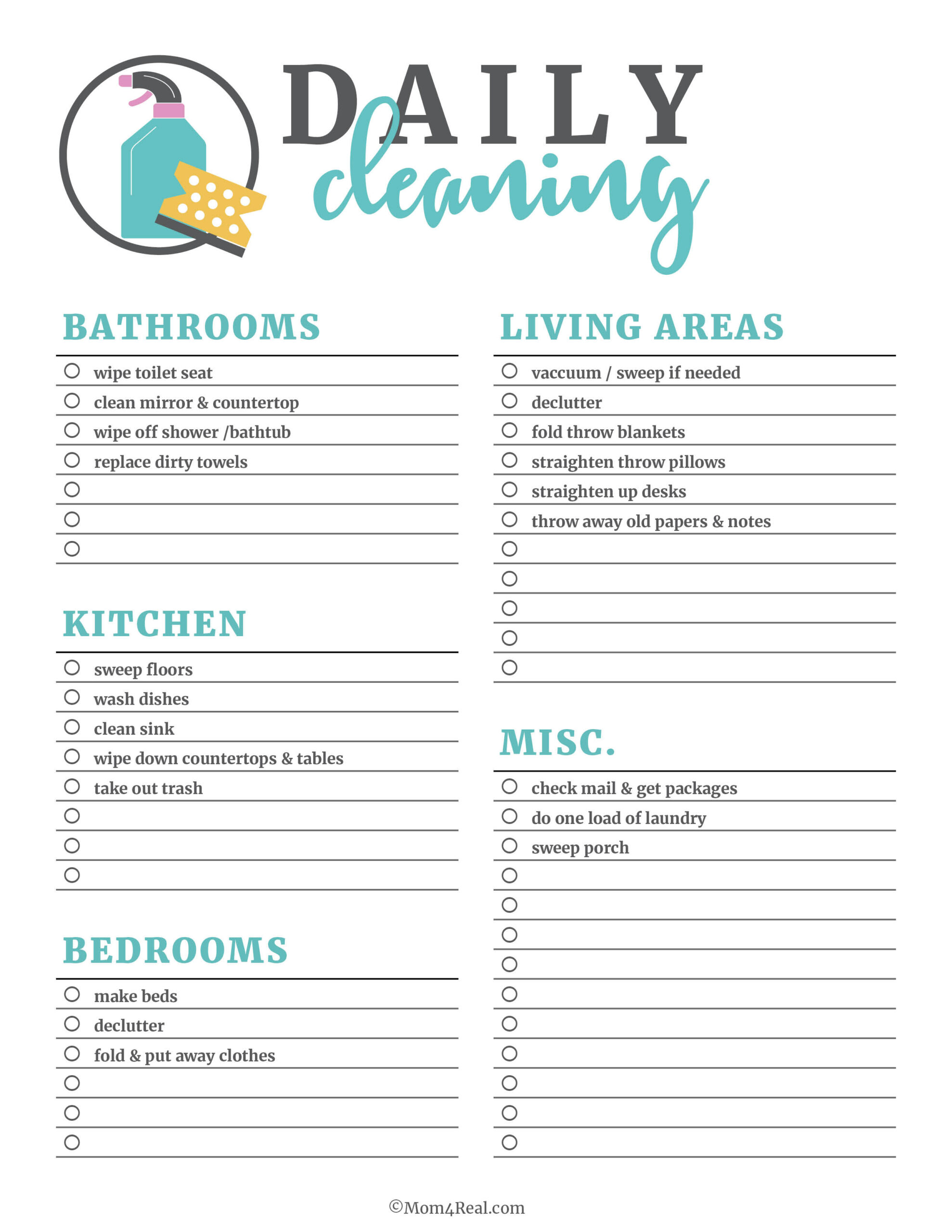 🧹 Printable Cleaning Checklists: Daily, Weekly &amp;amp; Monthly Tasks! for Free Printable Cleaning Schedule Template