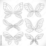 Fairy Wings Outlines Set Isolated On A White Background Stock For Free Printable Fairy Wing Template