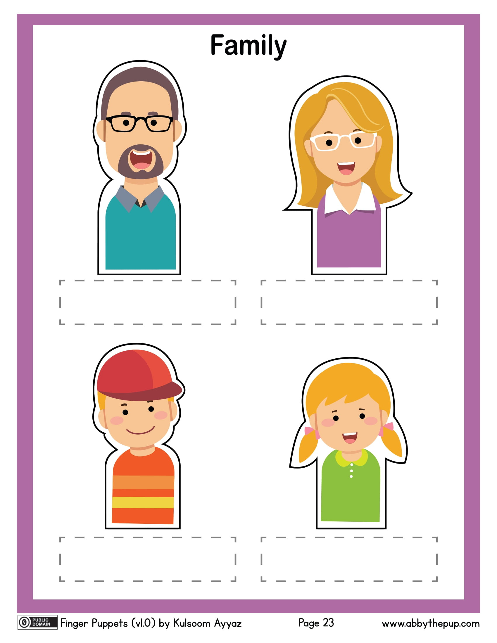 Family Finger Puppets | Free Printable Papercraft Templates throughout Free Printable Family Family Finger Puppet Template