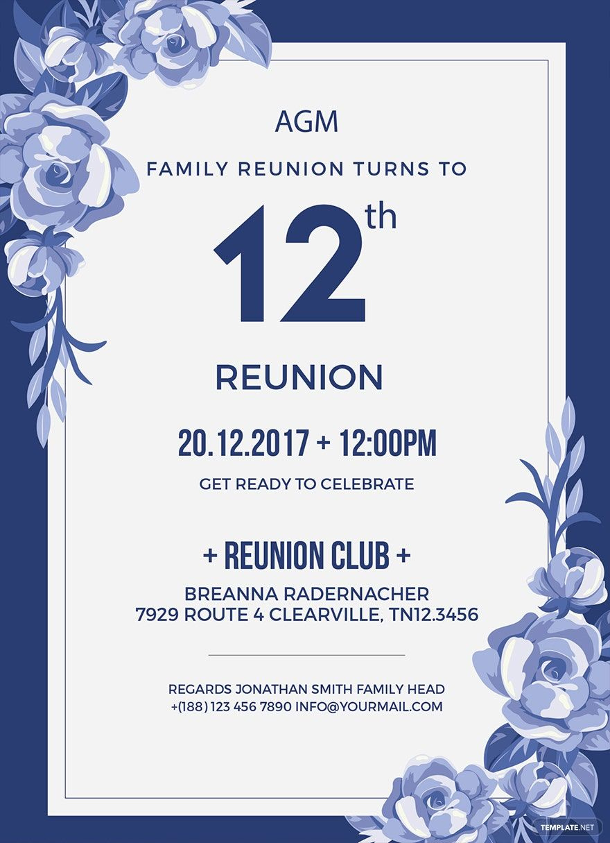 Family Reunion Invitation Template In Illustrator, Publisher, Psd with Free Printable Family Reunion Template