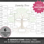 Family Tree Chart 6 Generations. Printable And Editable Family With Regard To Free Printable Family Tree Template 6 Generations