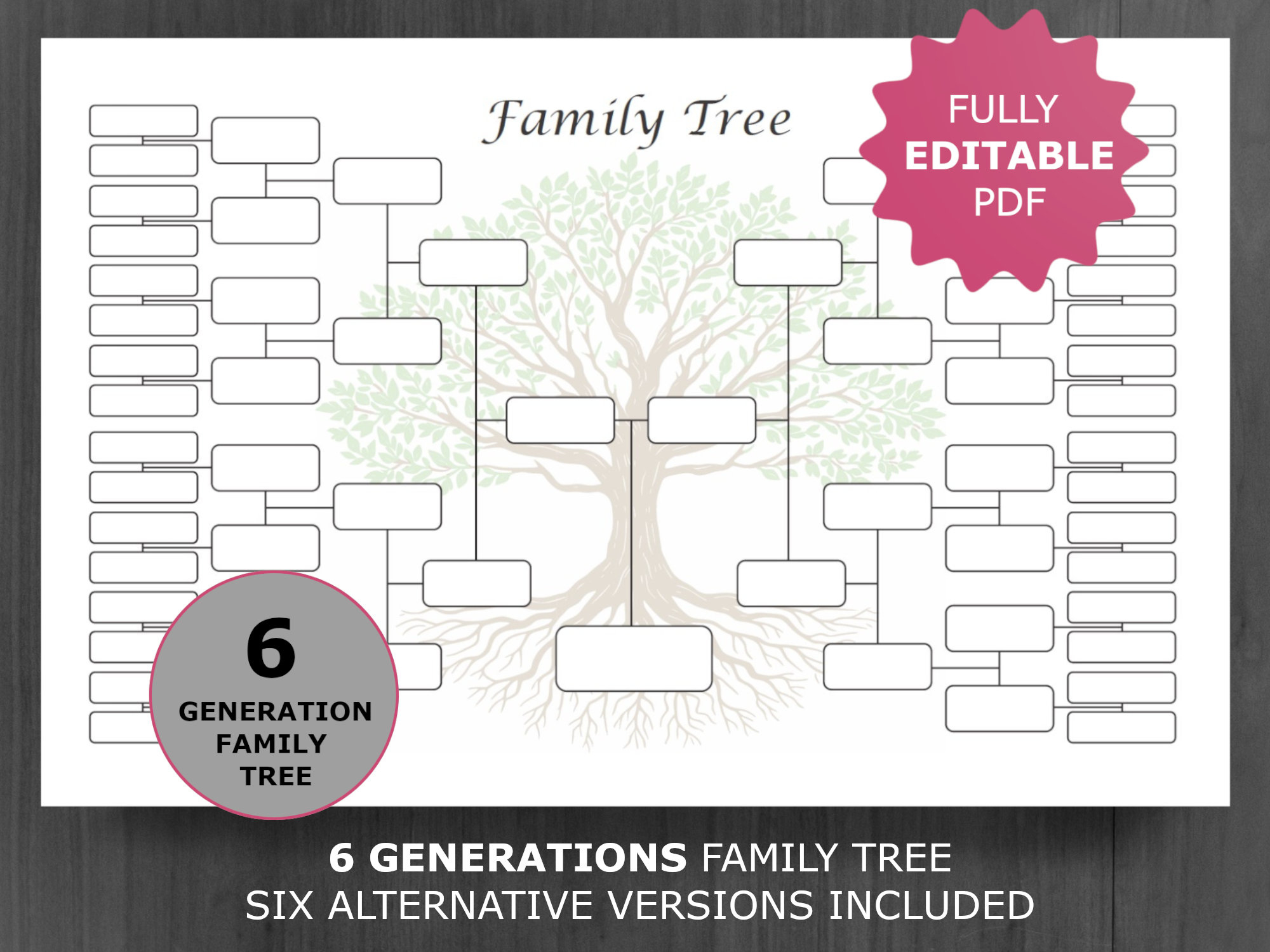 Family Tree Chart 6 Generations. Printable And Editable Family with regard to Free Printable Family Tree Template 6 Generations