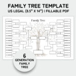 Family Tree Template 6 Generation, Family Tree Chart, Printable In Free Printable 6 Generation Family Tree Template