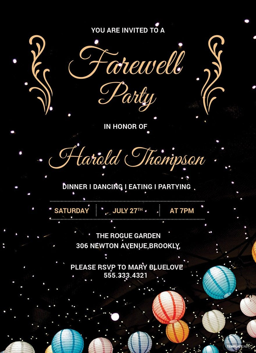 Farewell Party Invitation Template In Word, Illustrator, Publisher intended for Free Printable Farewell Invitation Template