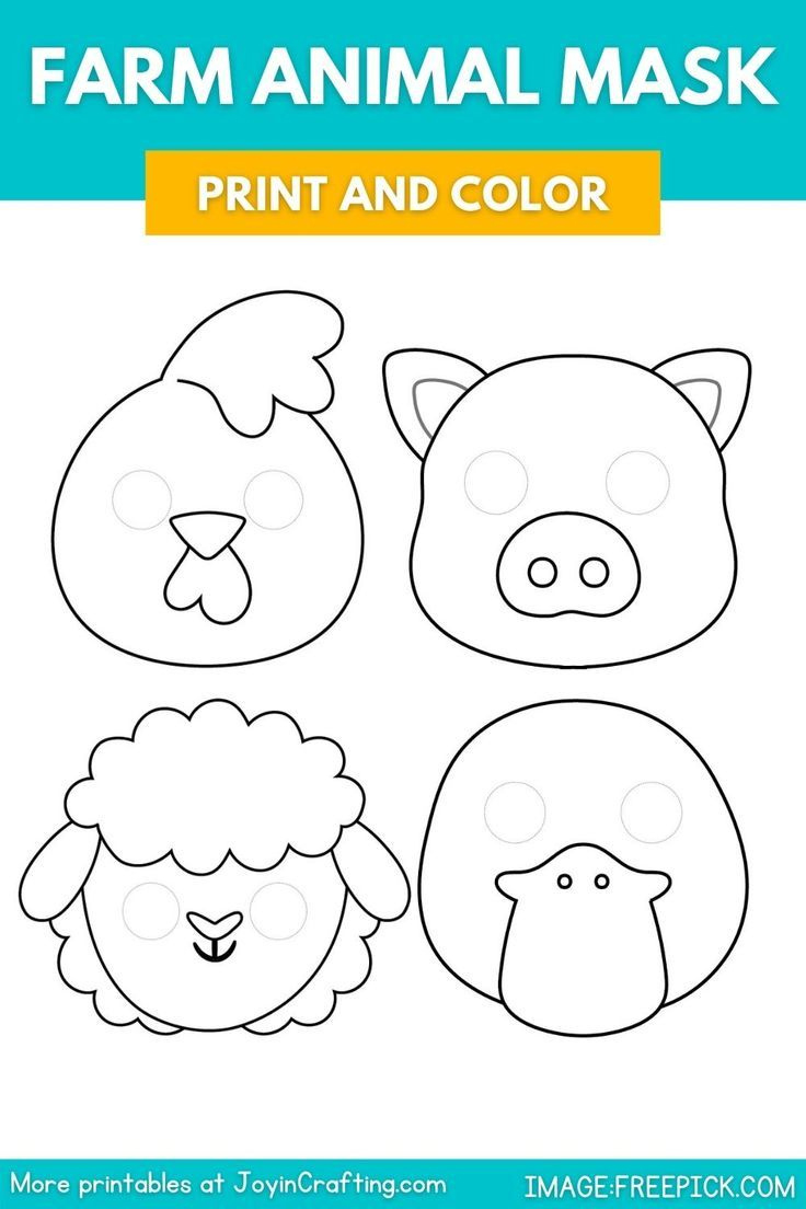 Farm Animal Mask Printable Coloring Page in Free Printable Farm Animal Masks Template