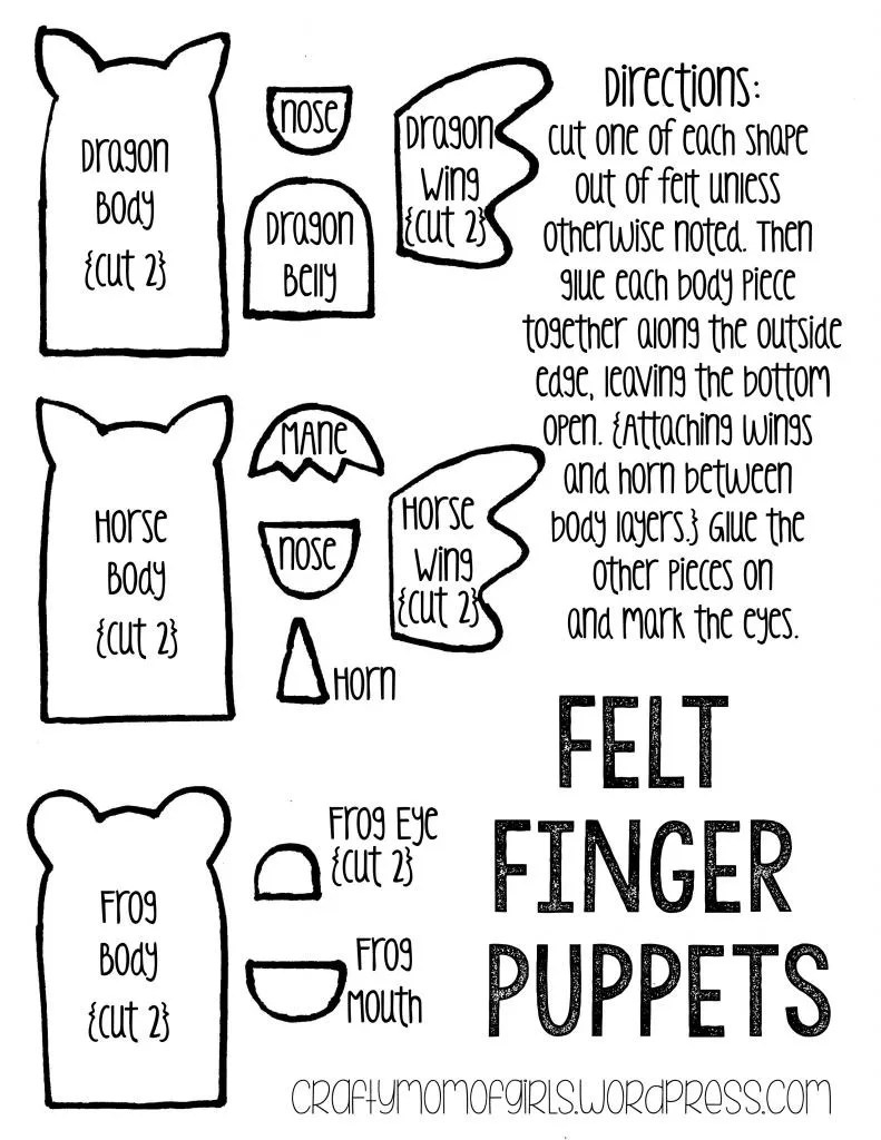 Felt Finger Puppets {Free Printable Template} | Crafty Mom Of Girls with regard to Free Printable Felt Finger Puppet Template