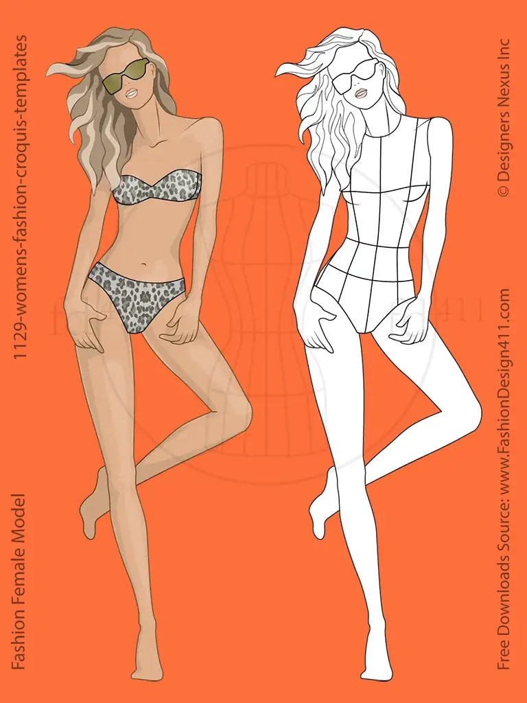 Female Fashion Croqui Templates throughout Free Printable Fashion Model Template