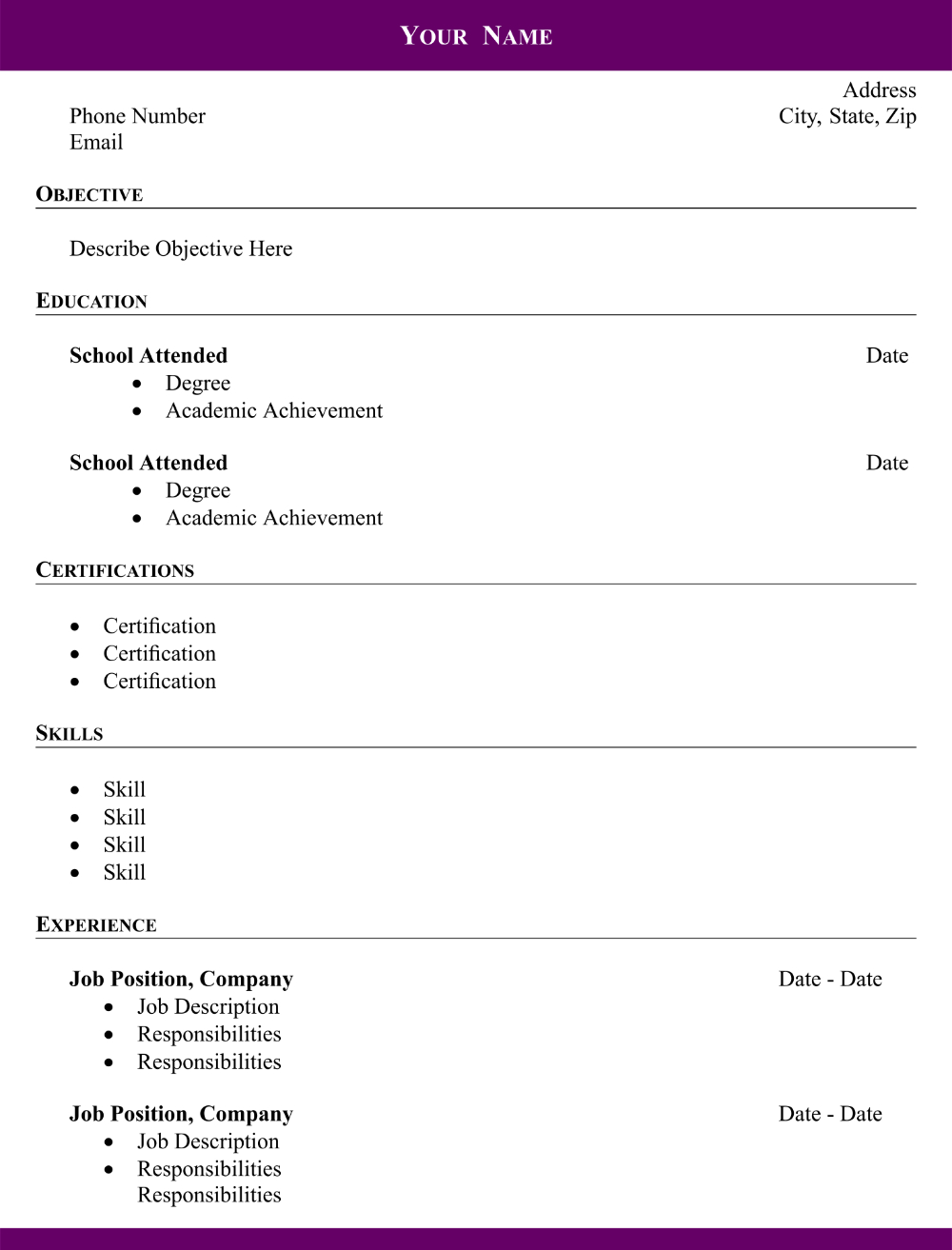 Fill In Blank Resume - 10 Free Pdf Printables | Printablee with Free Printable Fill In The Blank Resume Template