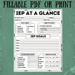 Fillable Pdf Iep Data At A Glance, Printable, Edit, Teacher Within Free Printable Editable Iep At A Glance Template