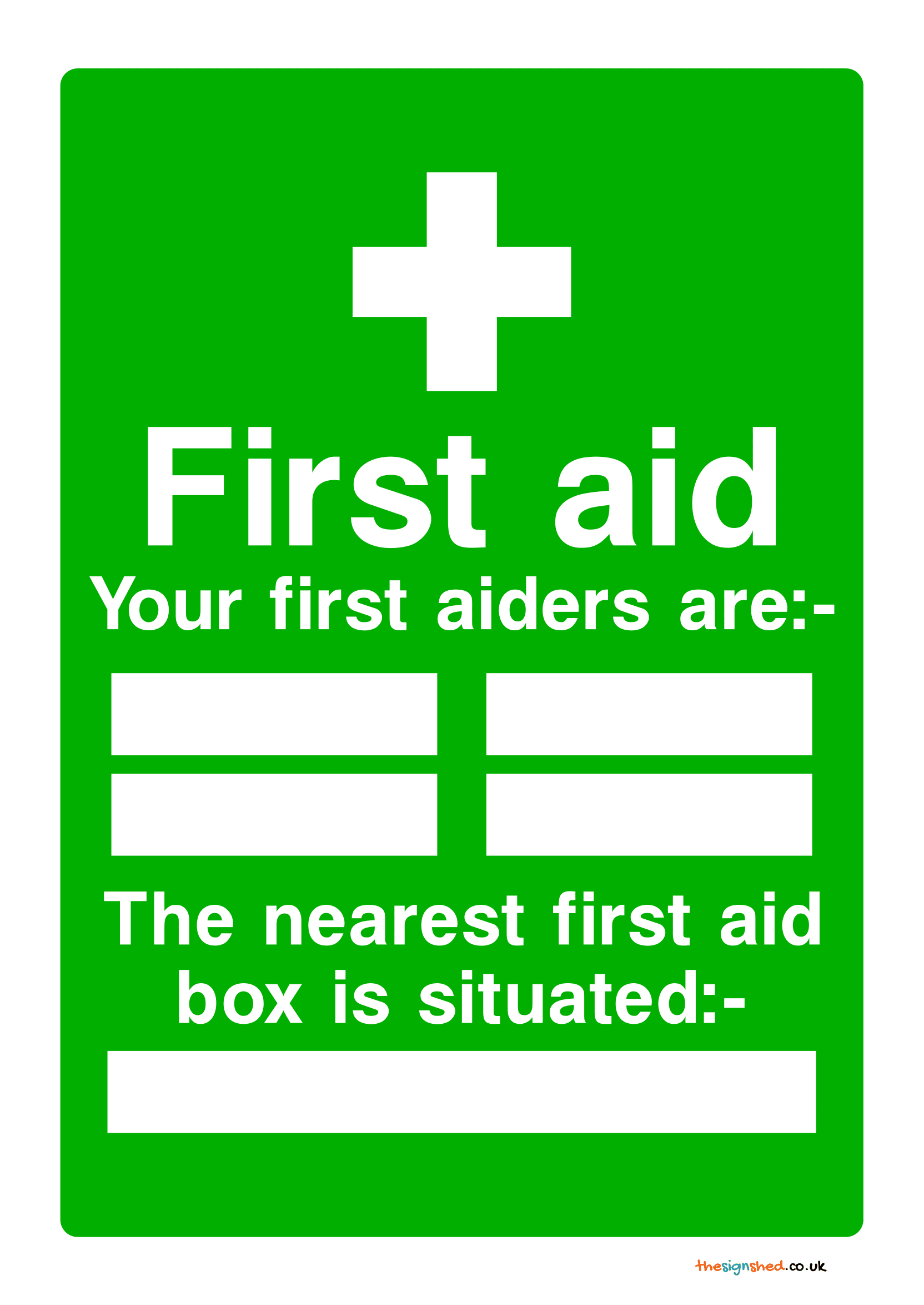 First Aid Box Signs | Poster Template for Free Printable First Aiders Sign Template