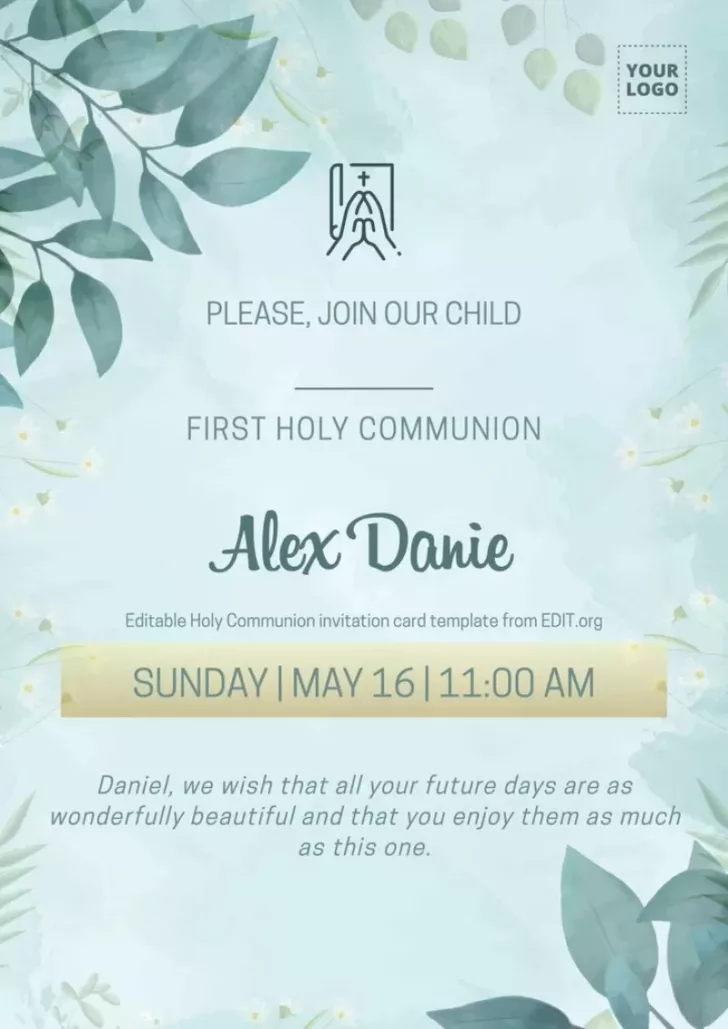 Free Printable First Communion Invitation Template