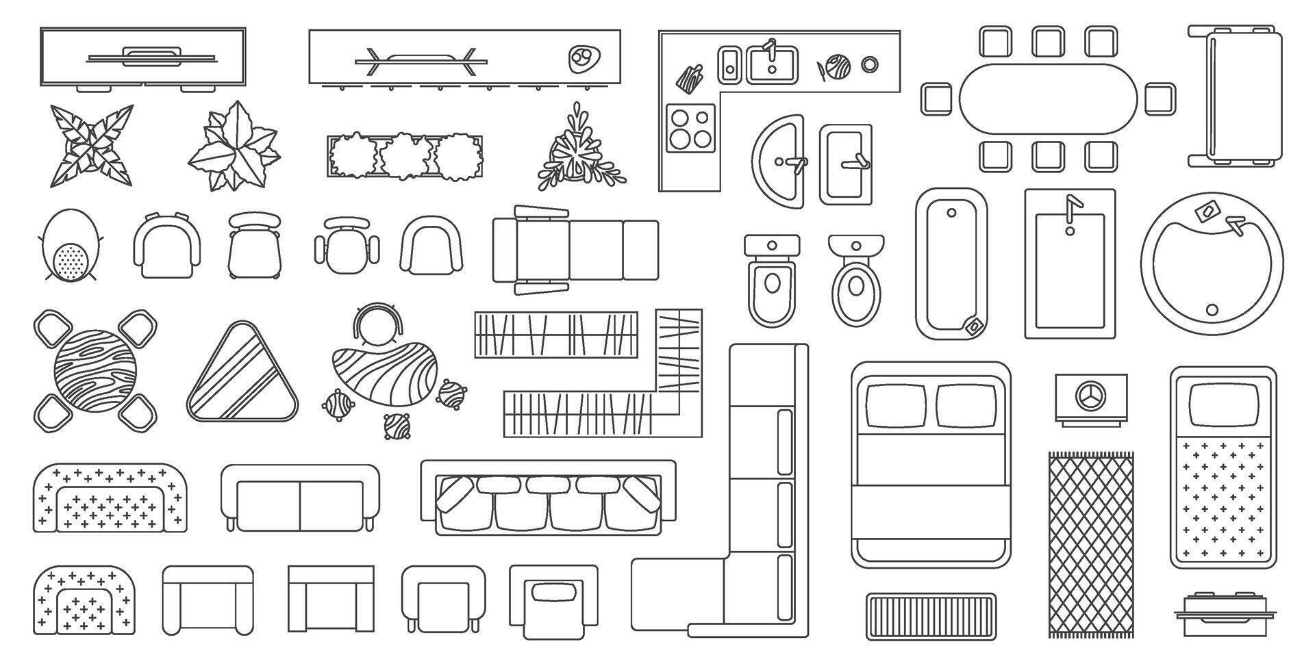 Floor Plan Furniture Vector Art, Icons, And Graphics For Free Download intended for Free Printable Furniture Template For Interior Design