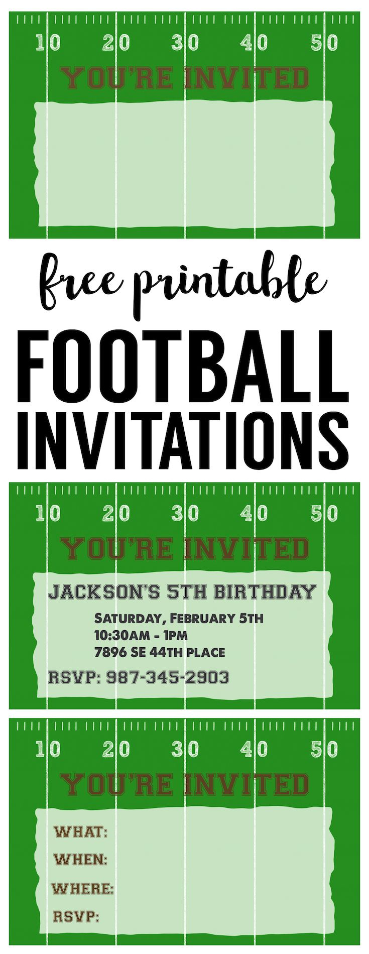 Football Party Invitation Template {Free Printable} - Paper Trail intended for Free Printable Football Invitation Template