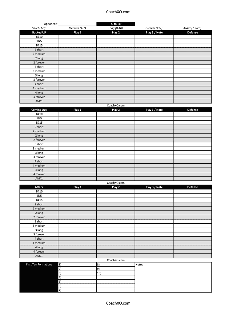 Football Play Sheet Template - Fill Online, Printable, Fillable with regard to Free Printable Football Play Template