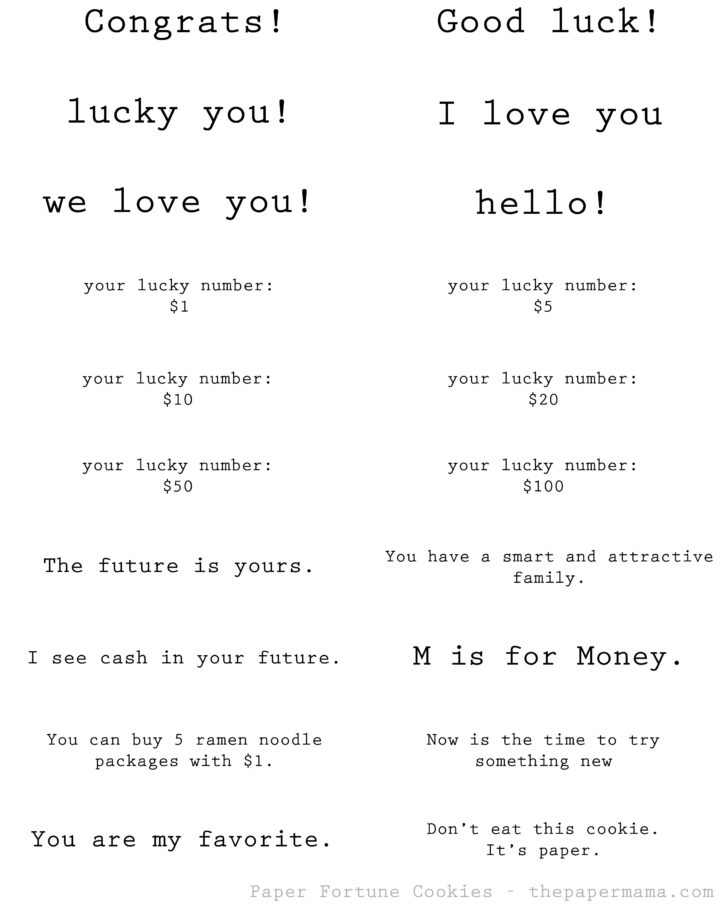 Free Printable Fortune Cookie Template