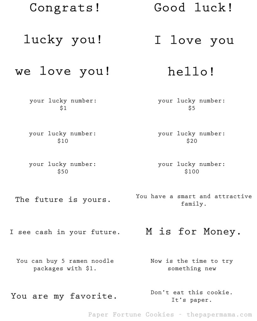 Free Printable Fortune Cookie Template | Template Samples