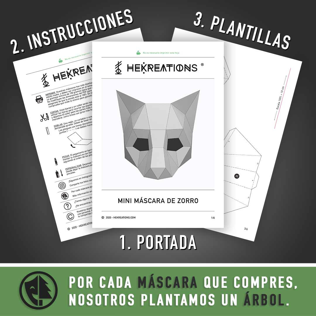 Fox Mini Mask Printable Template | Papercraft Pdf Pattern with Free Printable 3D Fox Mask Template