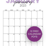 Free 2025 Monthly Calendar Template   January To December Within Free Printable Calendar Template 2025