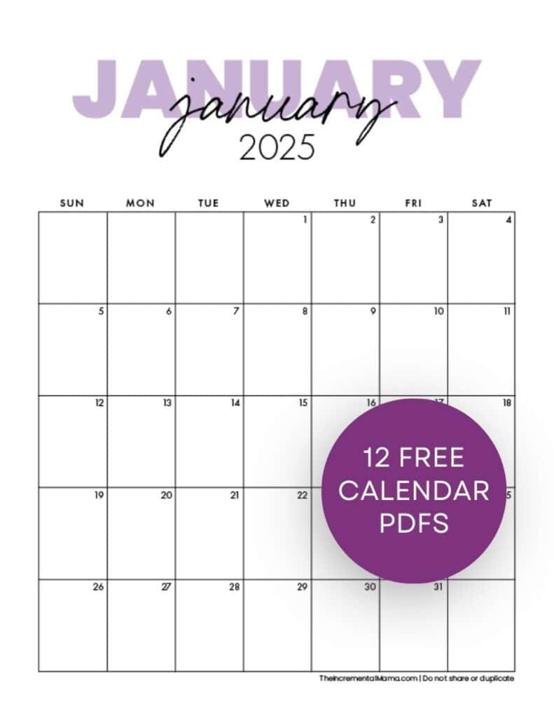 Free 2025 Monthly Calendar Template - January To December within Free Printable Calendar Template 2025