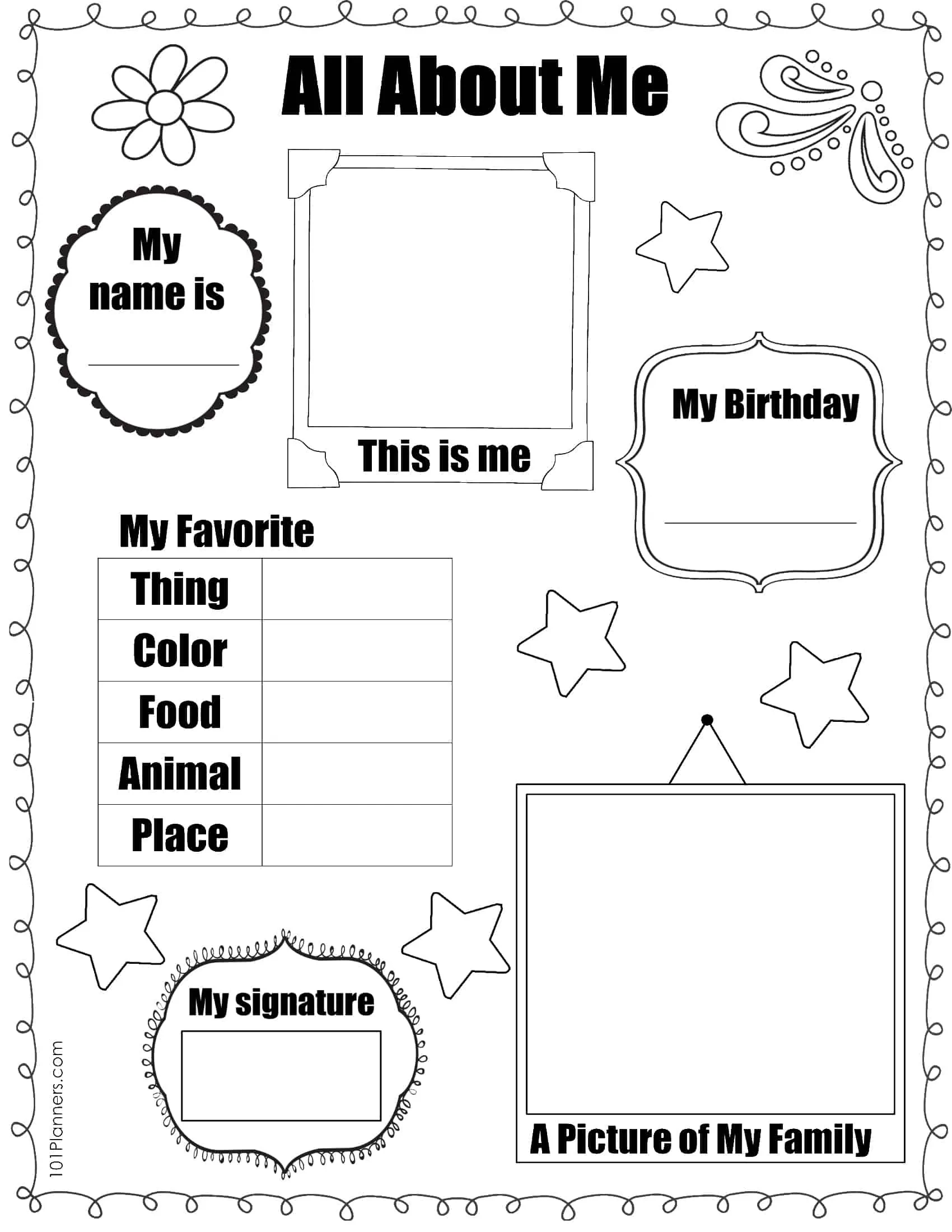 Free All About Me Poster And Workbook for Free Printable All About Me Poster Template Doc