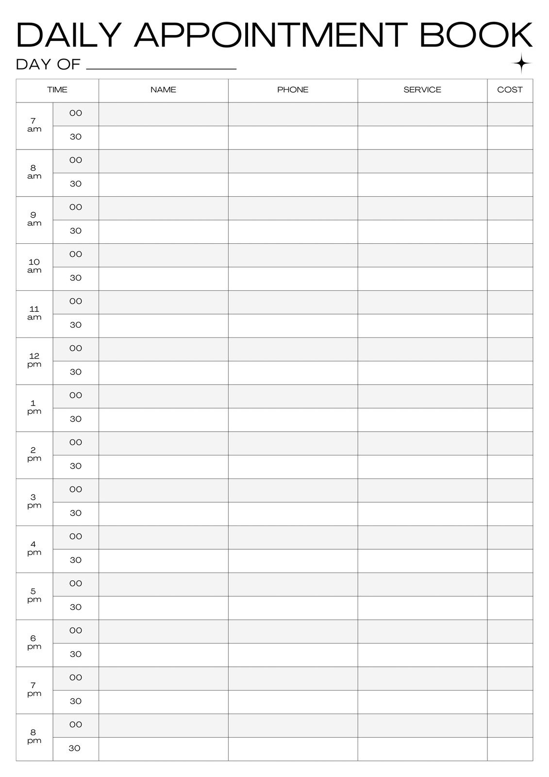 Free And Customizable Appointment Templates regarding Free Printable Daily Appointment Schedule Template