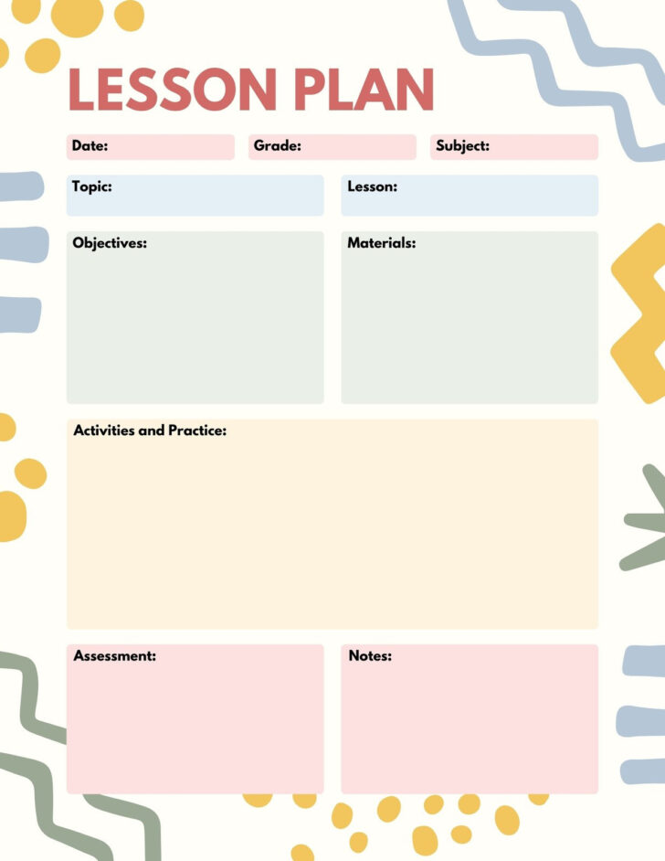Free Printable Art Lesson Plan Template