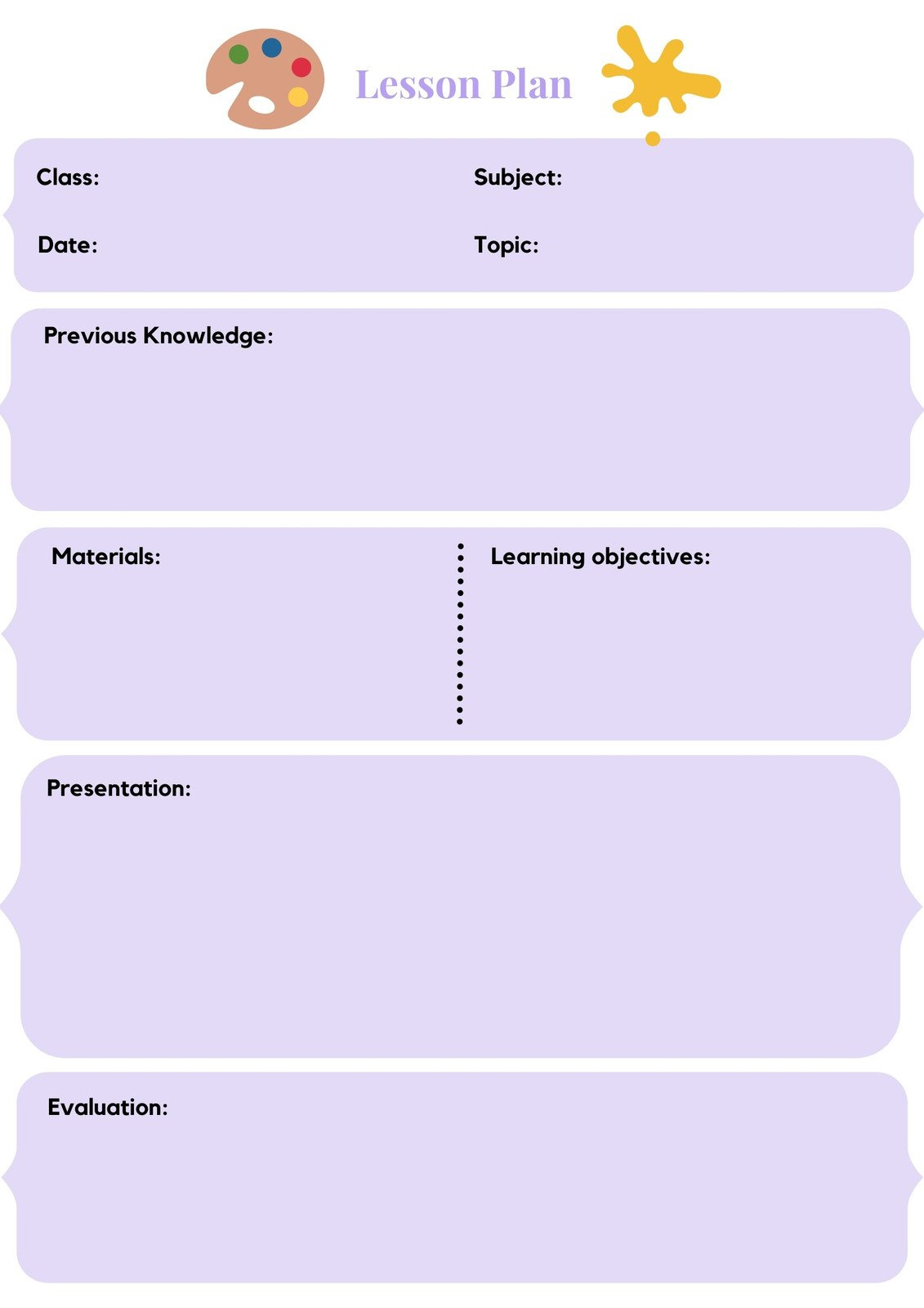 Free And Customizable Art Lesson Plan Templates | Canva with regard to Free Printable Art Lesson Plan Template