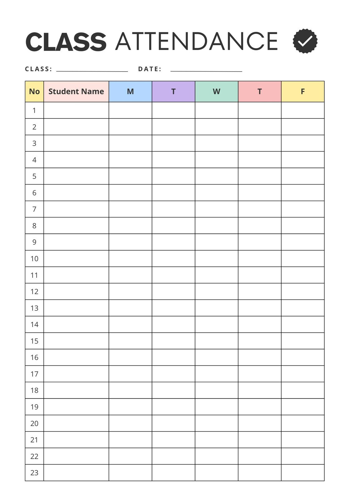 Free And Customizable Attendance Templates in Free Printable Attendance Sheet Template