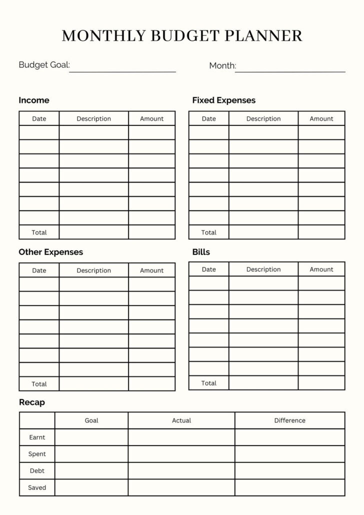 Free Printable Budget Template