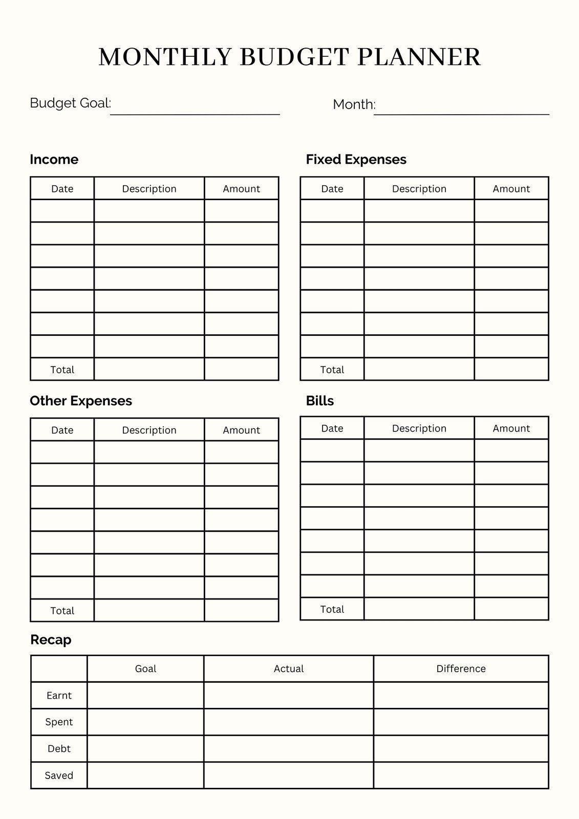 Free And Customizable Budget Templates intended for Free Printable Blank Budget Template