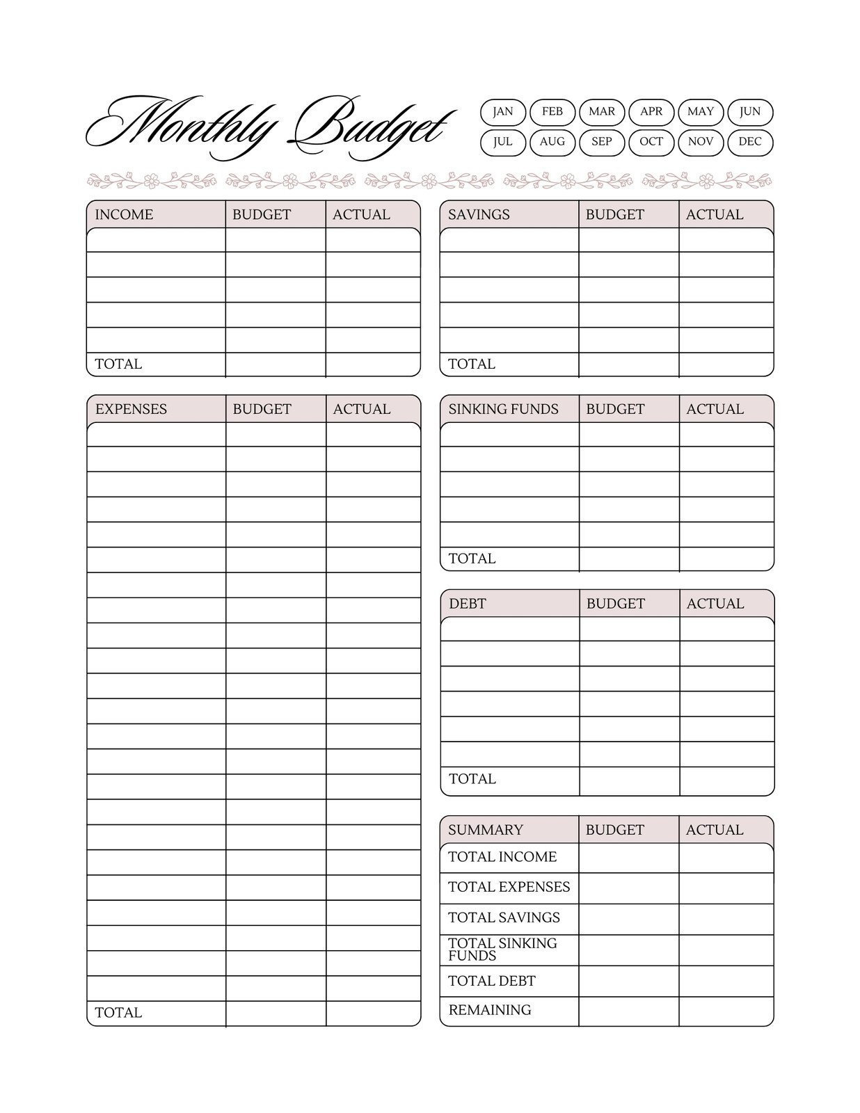 Free And Customizable Budget Templates within Free Printable Blank Budget Template