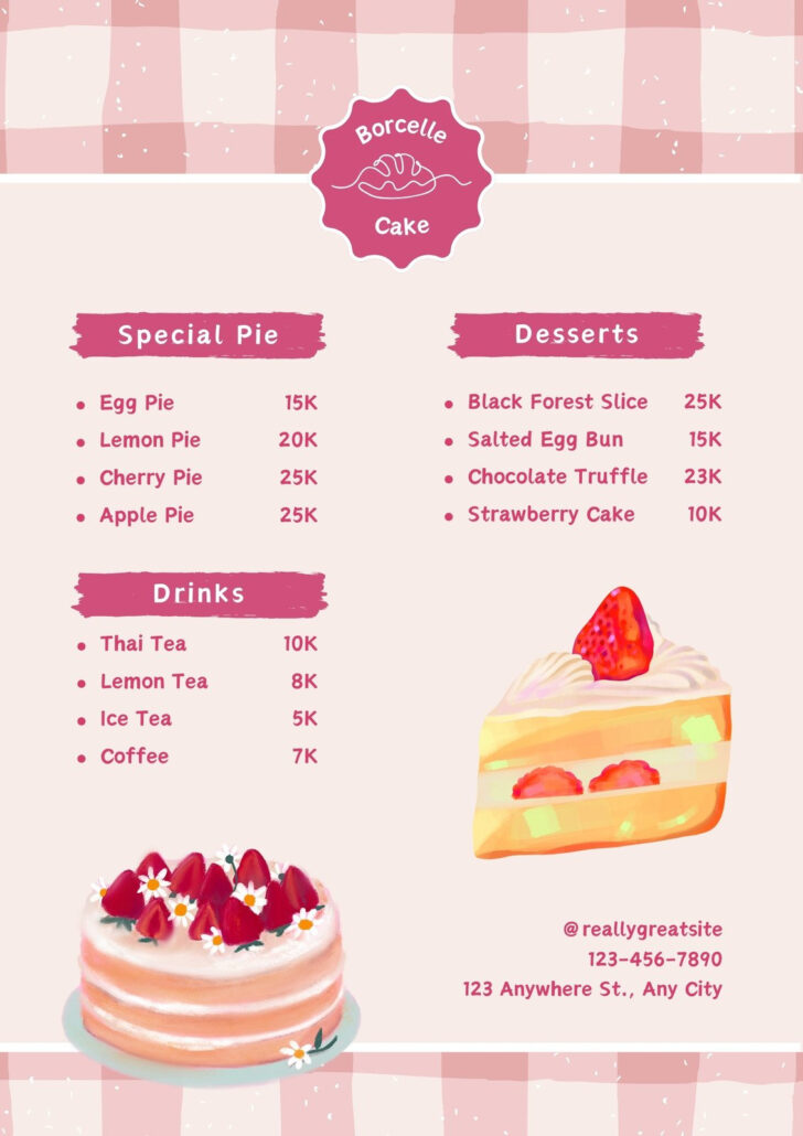 Free Printable Bakery Menu Template