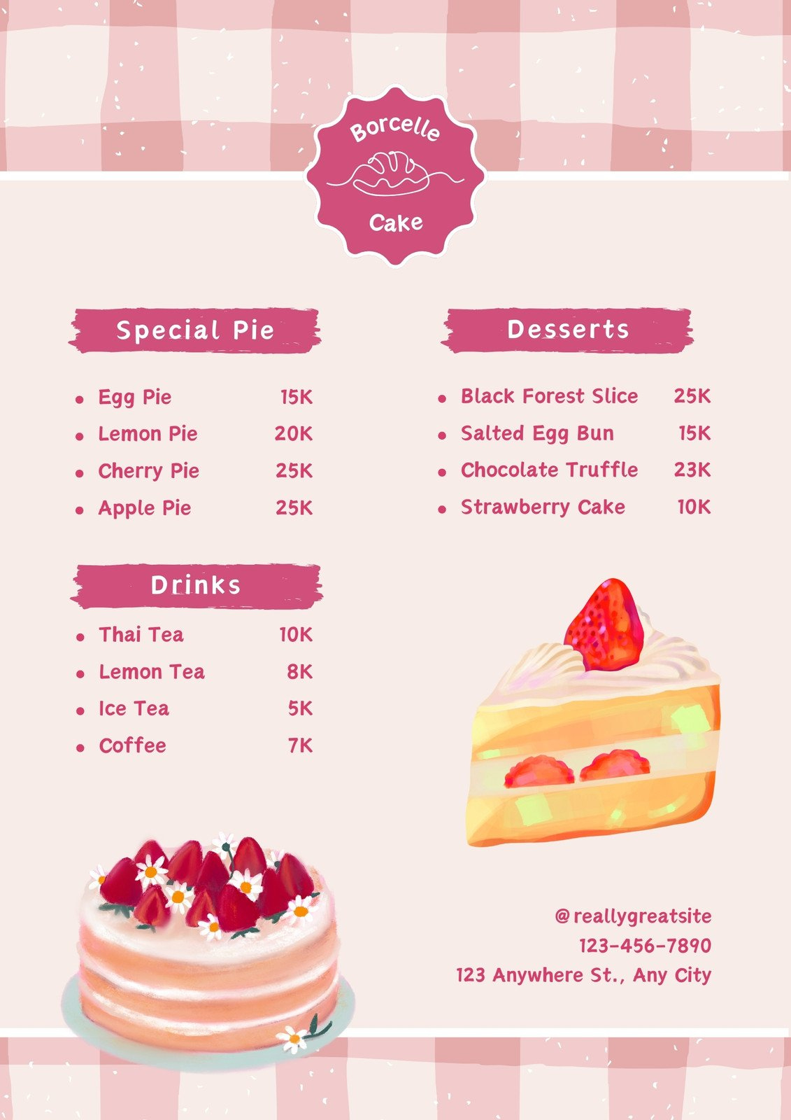 Free Printable Bakery Menu Template Template Samples