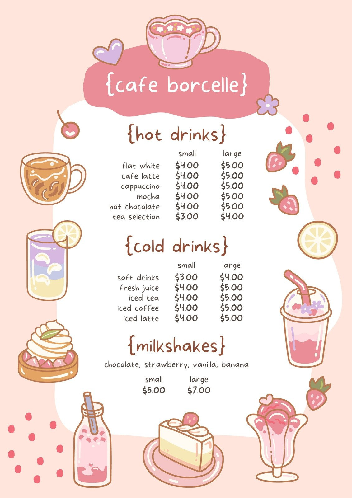 Free And Customizable Delectable Bakery Menu Templates | Canva inside Free Printable Dessert Menu Template