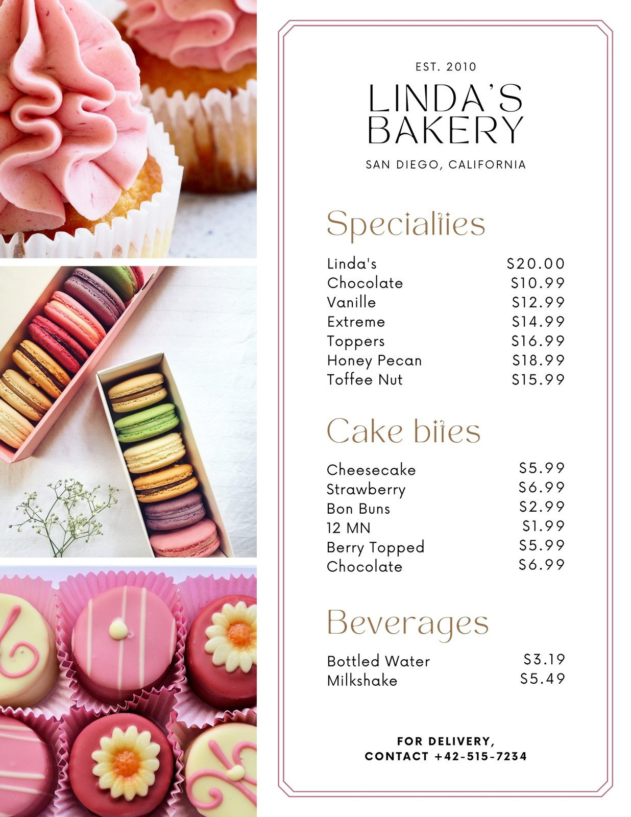 Free And Customizable Delectable Bakery Menu Templates | Canva with regard to Free Printable Bakery Menu Template