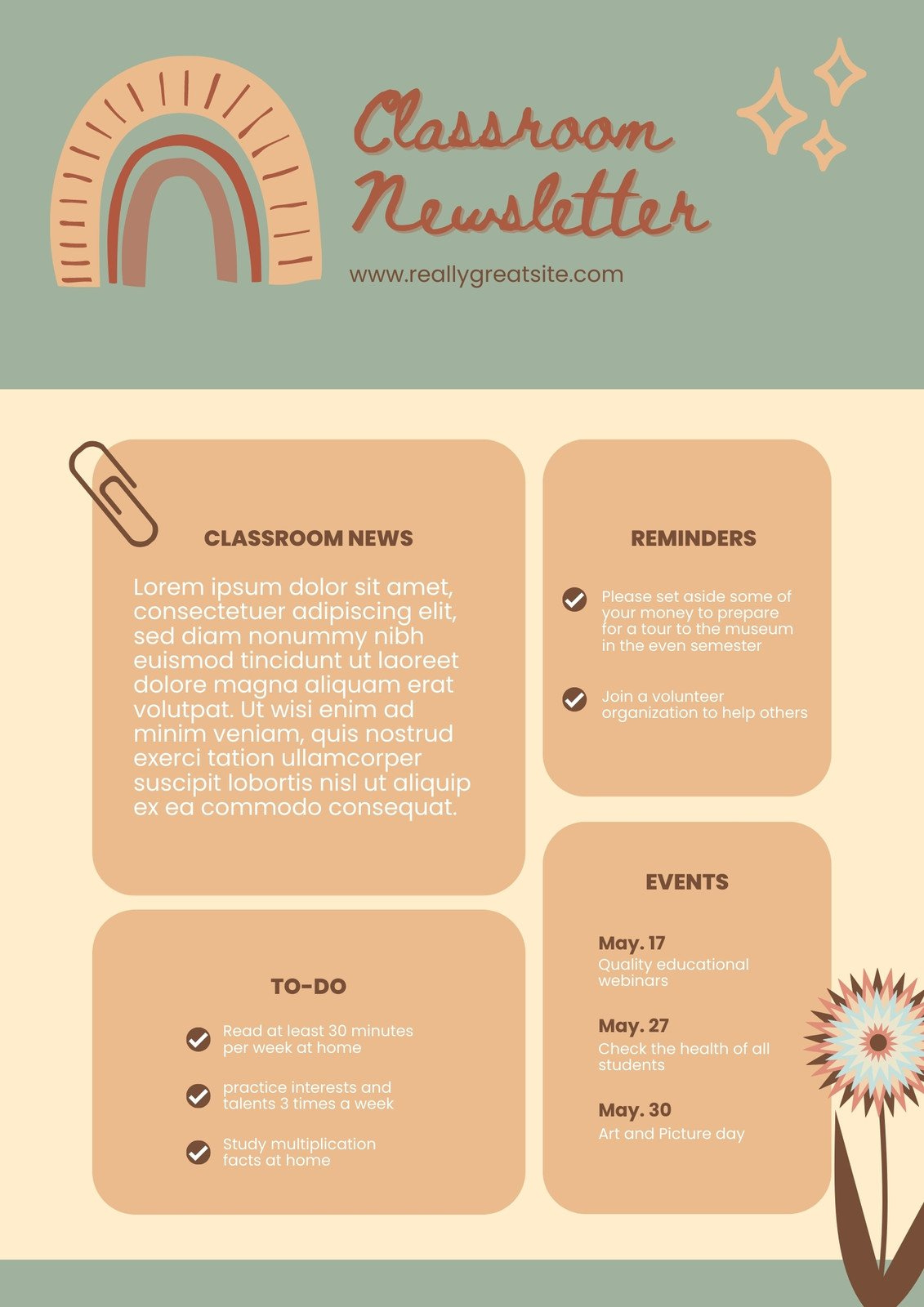 Free And Customizable Professional Newsletter Templates | Canva inside Free Printable Classroom Newsletter Template