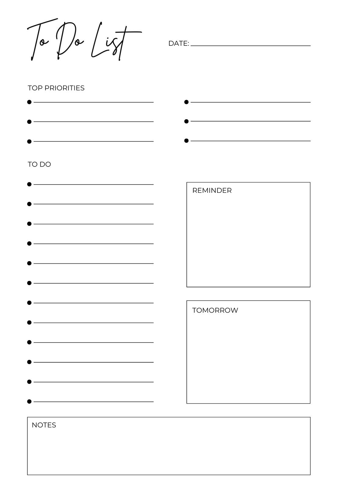 Free And Customizable To Do List Templates intended for Free Printable Daily Task List Template