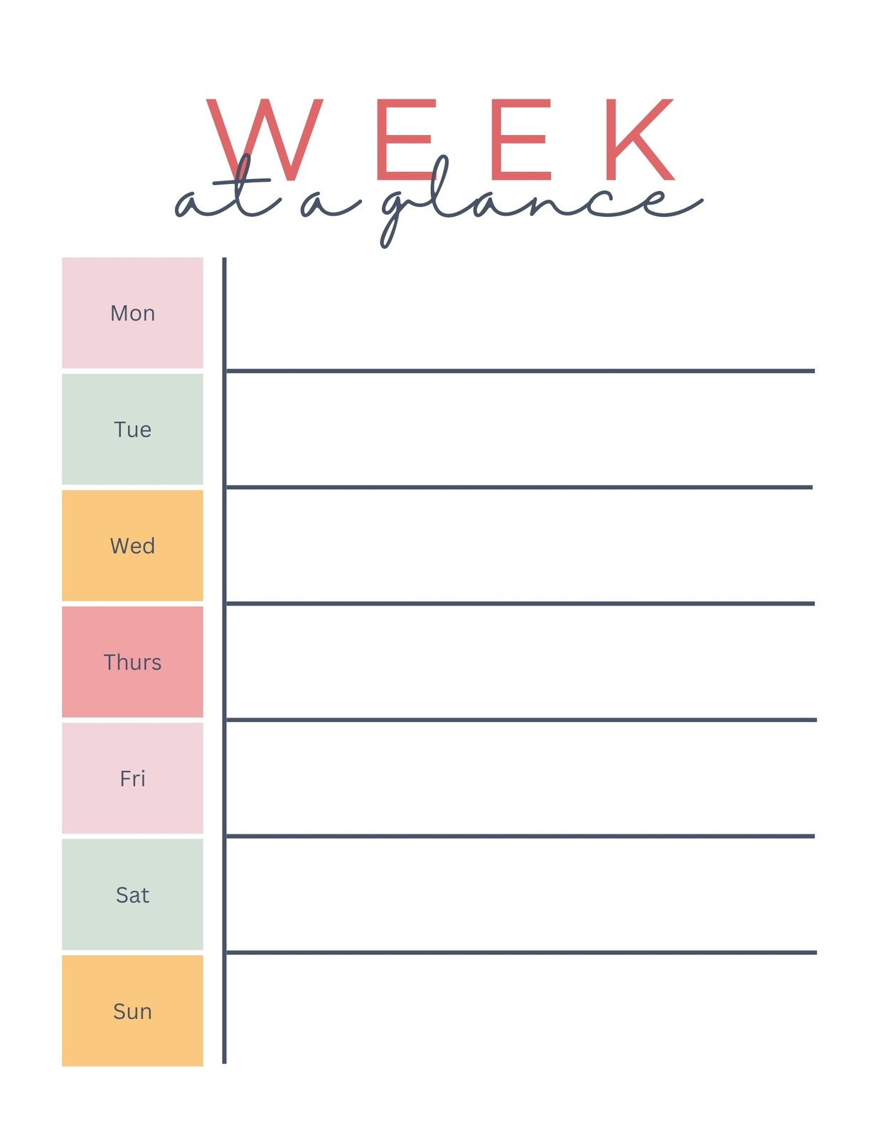 Free And Customizable Weekly Planner Templates | Canva for Free Printable 7 Day Weekly Schedule Template
