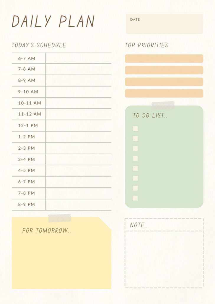 Free Printable Cute Daily Planner Template