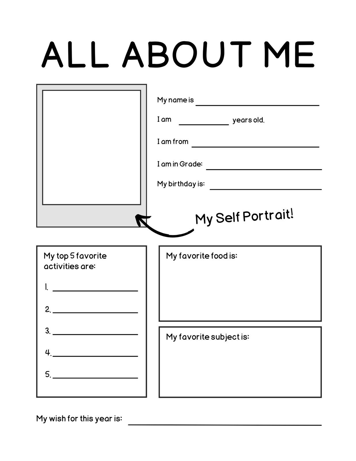 Free And Printable All About Me Worksheet Templates | Canva regarding Free Printable All About Me Poster Template