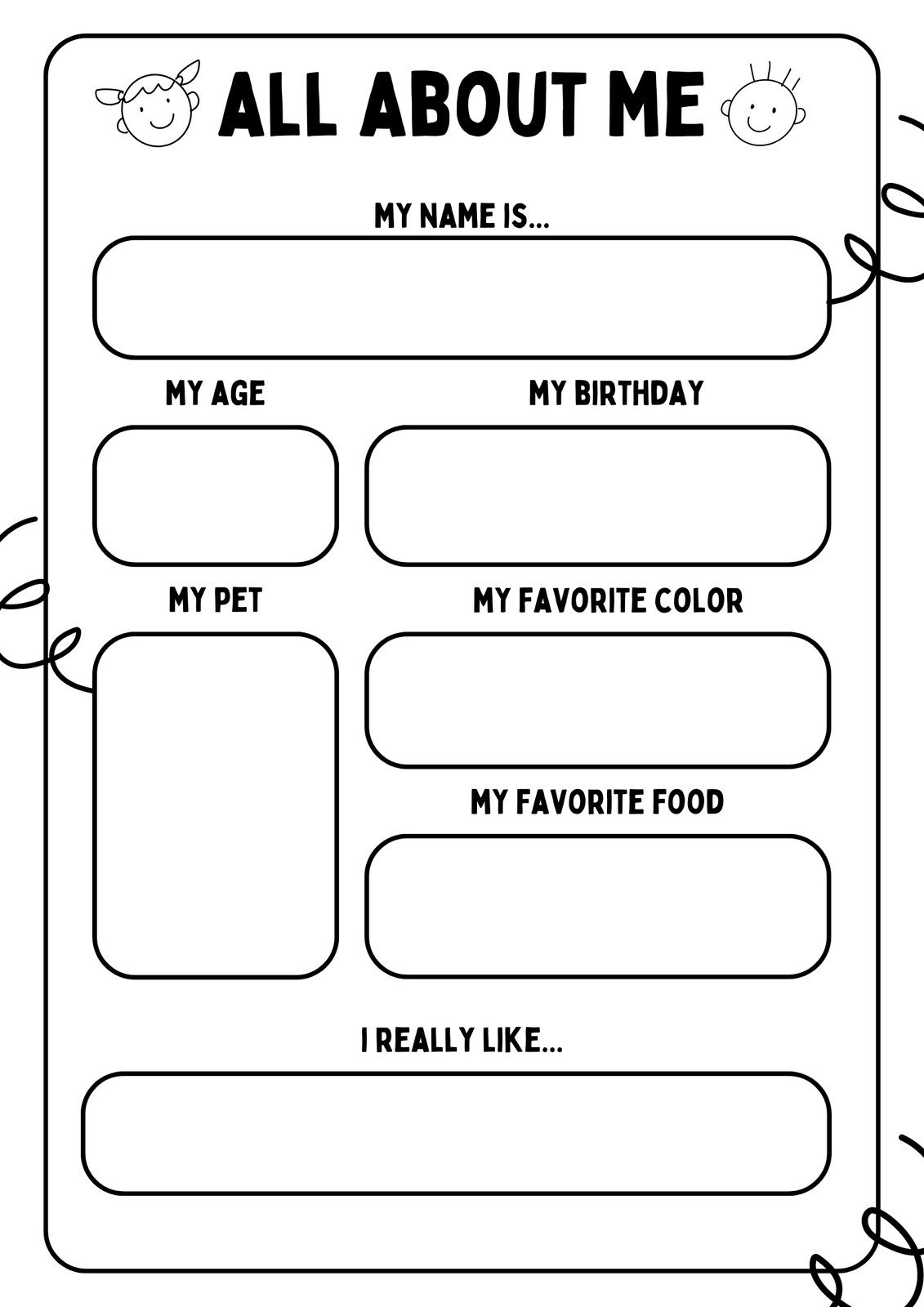 Free And Printable All About Me Worksheet Templates | Canva regarding Free Printable All About Me Poster Template